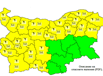  Жълт код за бури и градушки в 22 области