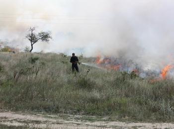 Отпадъци се запалиха в двор на къща в Баните