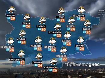 Следобедни бури ни очакват в четвъртък